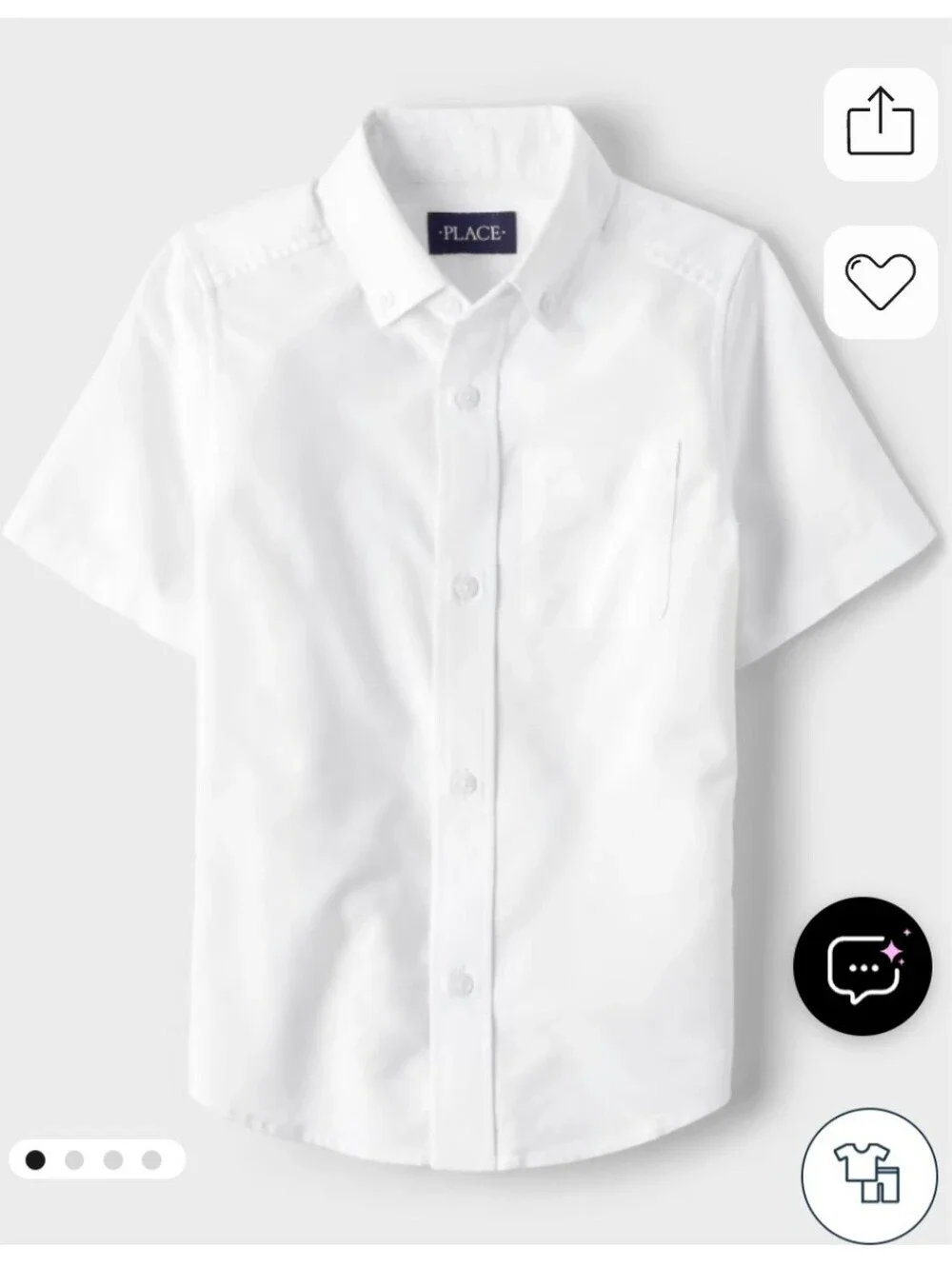 The Children's Place Boy's White Oxford Short-Sleeve Button Down Shirt 16